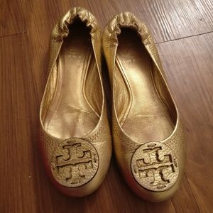 Gold Tury Burch Reva flats